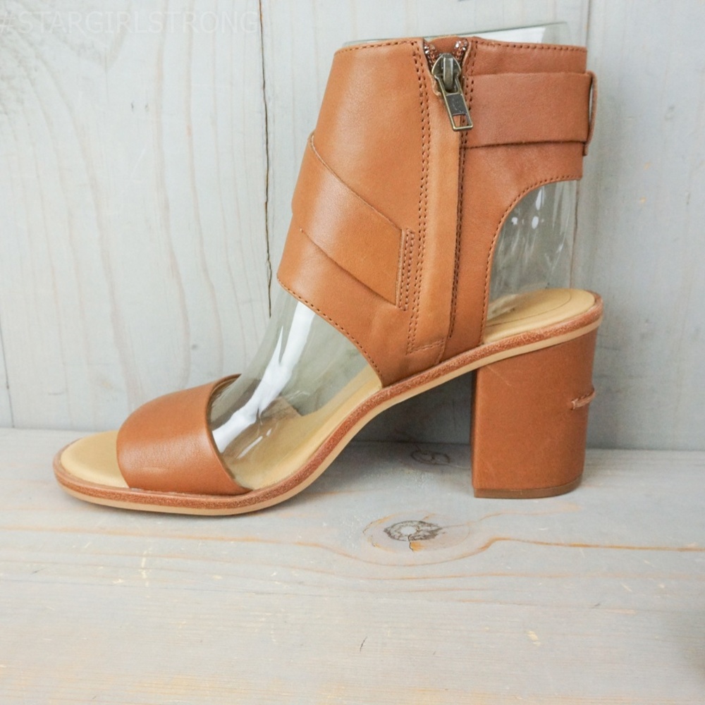 ugg claudette peep toe leather block heel  sandals heels nib - Picture 7 of 8